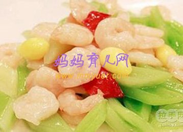 孕妇中期营养食谱&mdash;&mdash;西芹百合炒虾仁